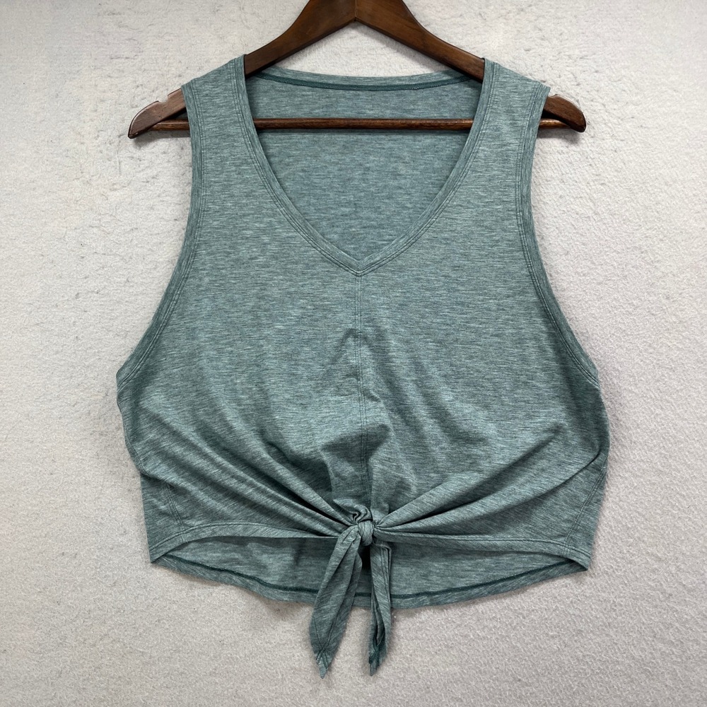 Lululemon Tank‎ Top Womens 8* Green All Sport Tie Front Crop Athleisure